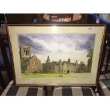 WATER COLOUR PAINTING "CHURCH" SIGNED D THOMPSON 1996