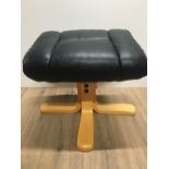 BLACK LEATHER FOOTSTOOL