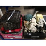 2 BOXES ASSORTED GOODS INCLUDING PICNIC BASKET