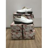 5 PAIRS OF WHITE SAFETY SHOES (SIZE 9 & 8 1/2)