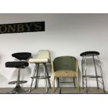 3 KITCHEN BAR STOOLS & 1 VINTAGE LOOM CHAIR