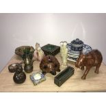 1 BOX ASSORTED WARE INCLUDING ONYX ASHTRAY