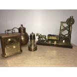 BRASS & COPPER WARE INCLUDING MINIATURE LAMP