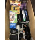 LARGE BOX OF CAMERAS & EQUIPMENT