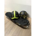 SKATE BOARD & 2 HELMETS