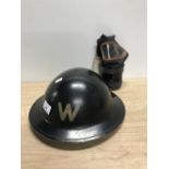 WORLD WAR 2 AIR RAID WARDENS HELMET & GAS MASK