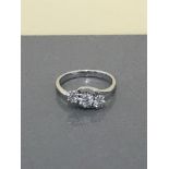 WHITE GOLD 3 STONE RING APPROX .