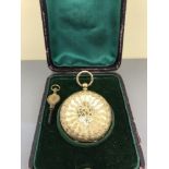 SUPERB 18CT POCKET WATCH BLUE ENAMEL AND DIAMOND