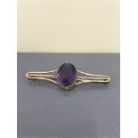 LARGE GOLD AMETHYST BROOCH