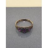 ANTIQUE 15CT AMETHYST EMERALD RING