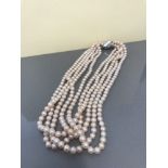5 STRAND PEARL NECKLACE ON LARGE GOLD CLASP