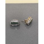 9CT YELLOW GOLD EMERALD AND DIAMOND EARRINGS