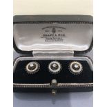 3 15CT AND DIAMOND STUDS BOXED