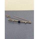 15CT SAPPHIRE PEARL BROOCH