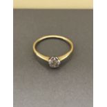 18CT DIAMOND SOLITAIRE RING APPROX .