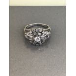 9CT WHITE GOLD DIAMOND CLUSTER RING