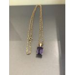 YELLOW GOLD AMETHYST PENDANT AND CHAIN