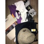 BOX OF BRAND NEW MENS CLOTHES PANTS AND SOCKS ETC