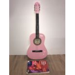 PINK ACOUSTIC GUITAR AND TUTOR BOOK