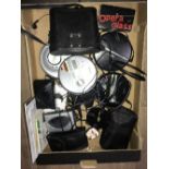 BOX CONTAINING CD WALKMAN'S BINOCULARS AND OTHERS