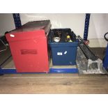 RED TOOLBOX & CONTENTS TOOLBOX & TILE CUTTER