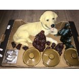 1 BOX ASSORTED GOODS INCLUDING DOG FIGURINE