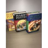 3 FIRST EDITIONS HARRY POTTER BOOKS HALF BLOOD DEATHLY HALLOW & PHOENIX