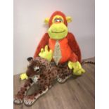 2 CUDDLY TOYS LEOPARD & CHIMPANZEE