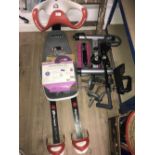 LARGE LOT OF EXERCISE MACHINERY INCLUDES WEIGHTS