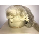 DOUBLE FOX FUR WRAP IN HAT BOX