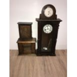 LARGE LOT OF WALL CLOCK MANTLE CLOCK SMALL COPPER FRONT AND GLASS FRONT CABINETS