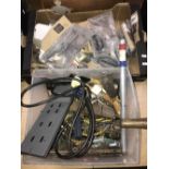 BOX OF HAND TOOLS AND BOX OF WROUGHT IRON HANDLES