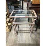 2 GLASS METAL TABLES