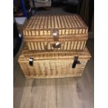 2 VERY GOOD WICKER HAMPERS AND CONTENTS