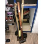 2 SLEDGE HAMMERS AXE AND RUBBER HEAD POST HAMMER