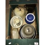 1 BOX OF DENBY WARE AND STUDIO POTTERY