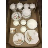 1 BOX OF ROYAL IMPERIAL CHINA AND GLADESTONE CHINA 35 PIECES