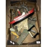 1 BOX OF VINTAGE MODEL AIRCRAFT AND 1 OTHER