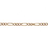 A 9ct gold bracelet. The Figaro-link chain, with spring-ring clasp. Hallmarks for Birmingham,