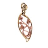 CLOGAU - a 9ct gold 'Tree of Life' pendant. Of bi-colour design, with openwork foliate motif.