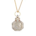 A gem-set miniature medal pendant. Depicting the Centenary of National Independence, the