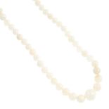 An opal bead single-strand necklace. Designed as a series of graduated opal beads, measuring 10.5 to