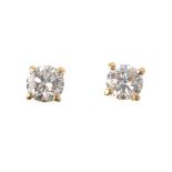 A pair of 18ct gold brilliant-cut diamond stud earrings. With mini report 20034449, from AnchorCert,