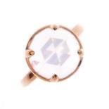FIORELLI - a 9ct gold rose quartz ring. The circular-shape rose quartz, with tapered shoulders.