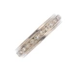 A diamond eternity ring. Designed as a channel set single-cut diamond line. Estimated total