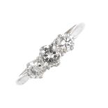 ASPREY - a diamond three-stone ring. The brilliant-cut diamond, with similarly-cut diamond sides.