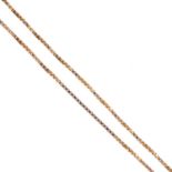 A necklace. The box-link chain, with spring ring clasp. Italian marks. Length 60cms. Weight 13.5gms.