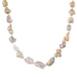 A baroque freshwater and saltwater natural pearl necklace.