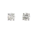 A pair of 18ct gold brilliant-cut diamond stud earrings. Total diamond weight 0.51ct, estimated J-