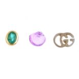 A selection of gem-set jewellery and jewellery components. To include a brilliant-cut diamond single